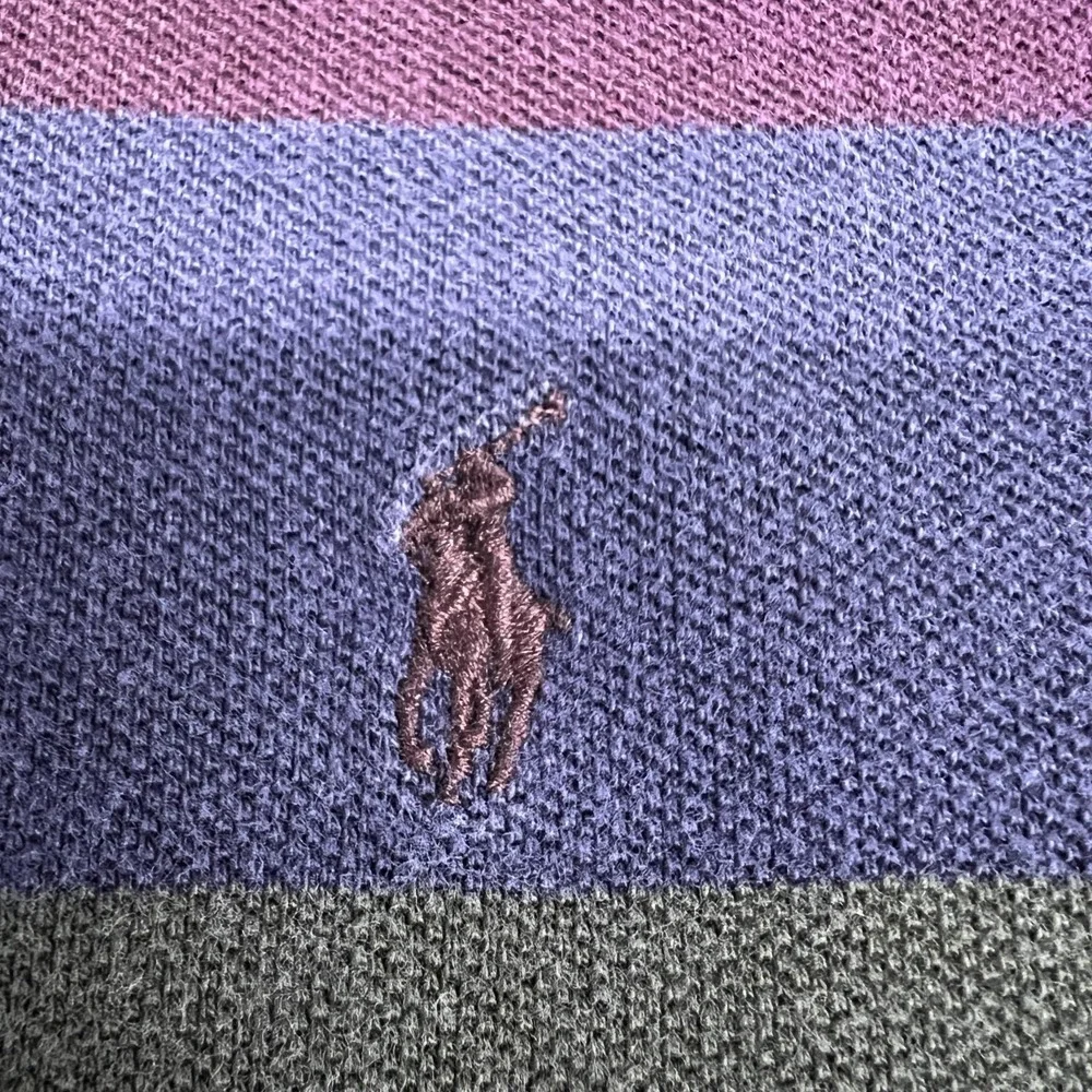 Vintage Polo Ralph Lauren Polo Shirt Mens L Purple Stripe Long Sleeve Rugby USA